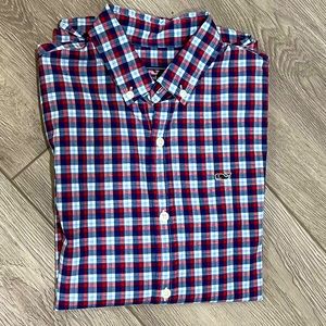 Vineyard Vines Boys’ Cotton Whale Oxford Shirt Plaid Sz M (12-14)